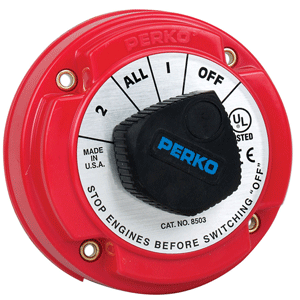 PERKO 8503DP Medium Duty Battery Selector Switch with Alternator Field disconnect without key lock