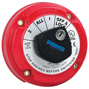 PERKO 8503DP Medium Duty Battery Selector Switch with Alternator Field disconnect  with key lock
