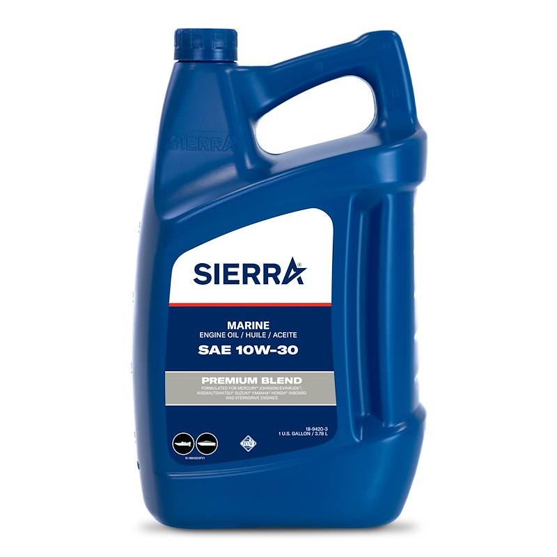 Sierra Marine 18-9420-3 Premium Blend 4-Stroke Marine Engine Oil – 10W-30 FC-W Certified (1 Gallon Jug)