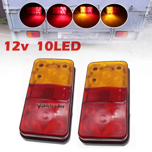 2PCS 12V 10LED Tail Light Taillight Turn Signal Indicator Stop Lamp Rear Brake Light for Car Truck Trailer Caravan