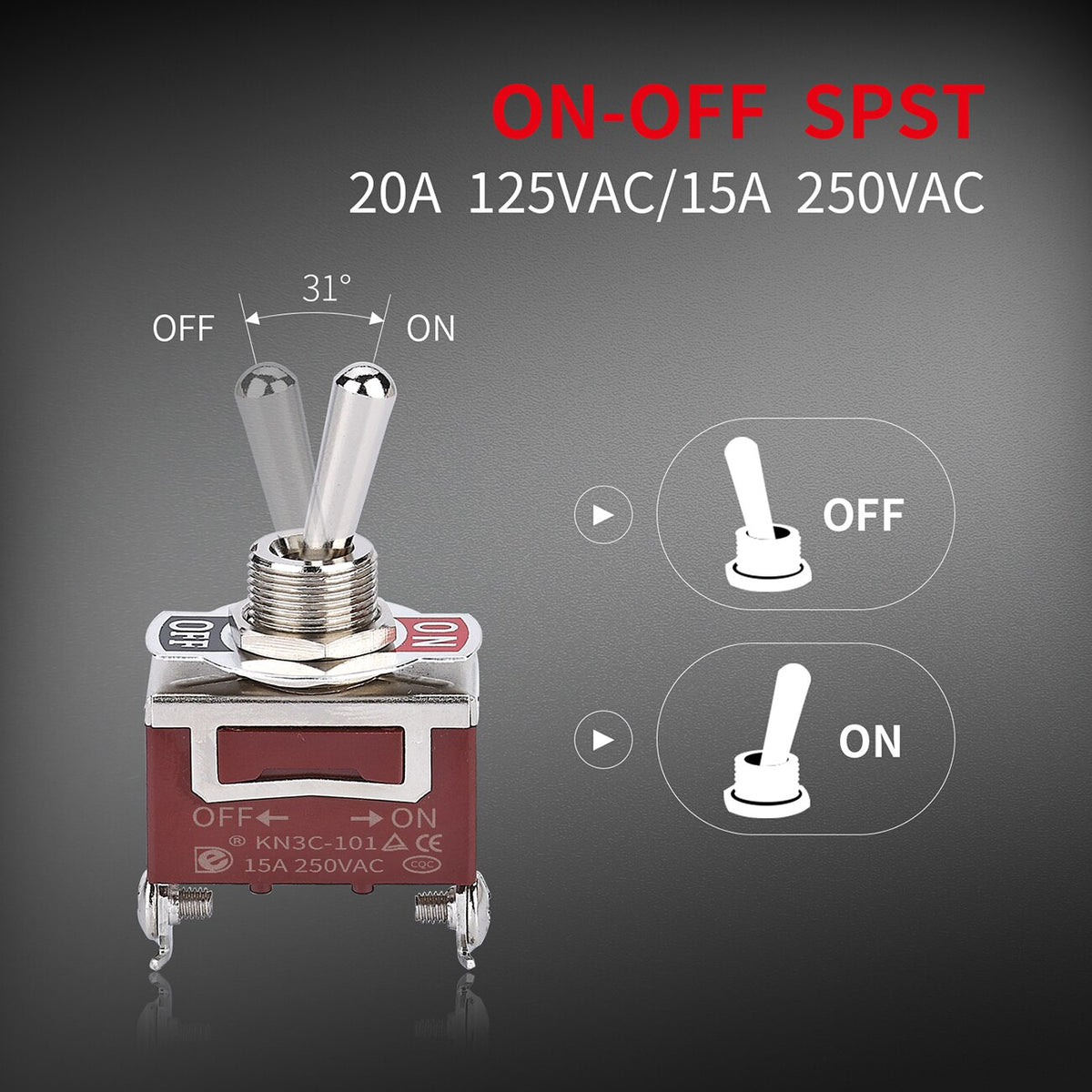 1 interruptor de palanca 12V DC 30A 2 pines ON Off SPST ON ON enganche momentáneo con tapa resistente a la intemperie para Auto coche barco marino