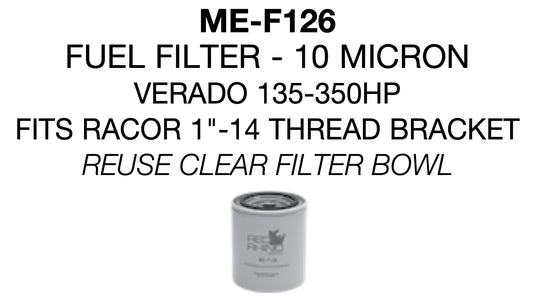 Mercury Verado 135-350hp Fits RACOR 1"-14 thread pitch 10 micron fuel filter 35-886638, 8M0103096