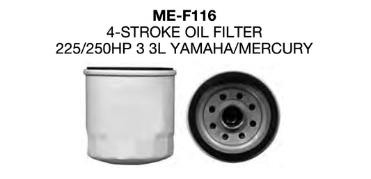 Mercury outboard 4 stroke 225-250hp 3.3L Oil Filter. 35-822626T7, 69J-13440-03-00
