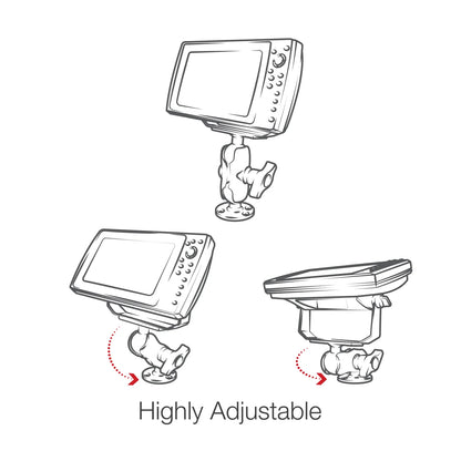 MONTAJE RAM® MONTAJE DE BOLA DE 2,25" CON BASE REDONDA DE 3,68" Y BASE RECTANGULAR DE 2" X 5" PARA HUMMINBIRD HELIX 9, 10 Y 12 