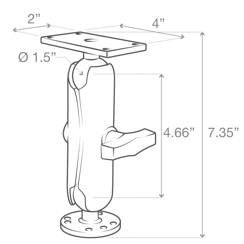 Soporte de doble bola para perforación RAM® para Humminbird Helix 7 - Mediano RAM-202-24-202U 