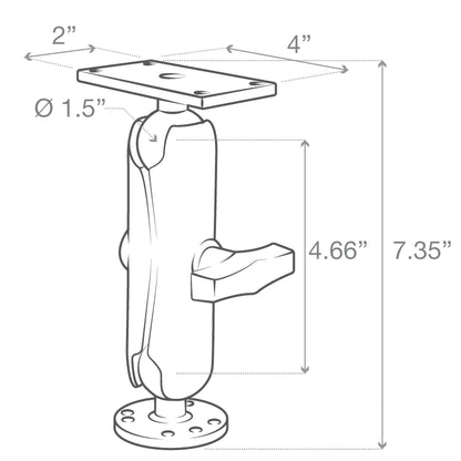 Soporte de doble bola para perforación RAM® para Humminbird Helix 7 - Mediano RAM-202-24-202U 