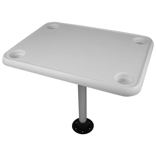 Mesa rectangular Wise White - 4 portabebidas con pedestal [8WD944]