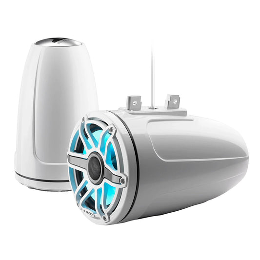 JL Audio M6 Series 7.7" Enclosed Tower Coaxial System w/Gloss White Sport Grille  Transflective LED Lighting - M6-770ETXv3-Gw-S-GwGw-i [010-03278-00]