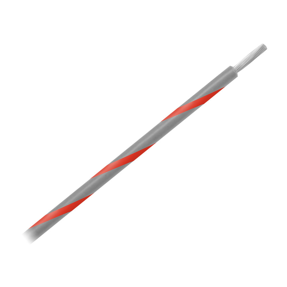 Pacer 14 AWG Gauge Striped Marine Wire 500' Spool - Grey w/Red Stripe [WUL14GY-2-500]