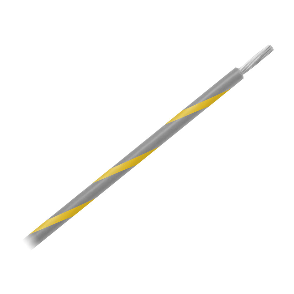 Pacer 14 AWG Gauge Striped Marine Wire 500' Spool - Grey w/Yellow Stripe [WUL14GY-4-500]