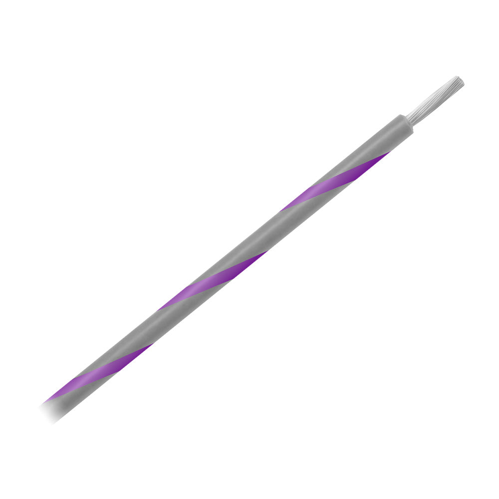 Pacer 14 AWG Gauge Striped Marine Wire 500' Spool - Grey w/Violet Stripe [WUL14GY-7-500]