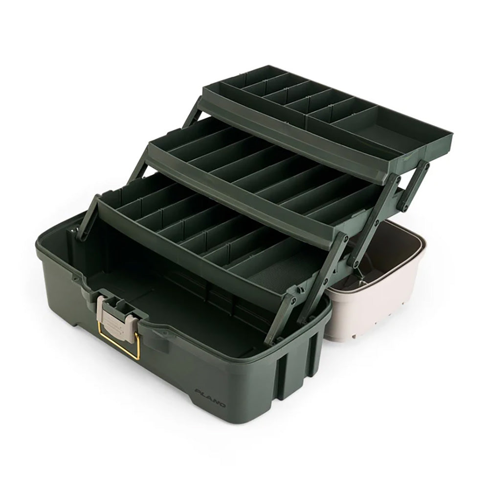 green metal tackle box Plano Three-Tray Tackle Box