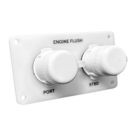 Flushmaster Flush Port Reroute Dual Outlet - White Acrylic Plate - Horizontal - 1/2' Barb [SM-QCR2WH12]