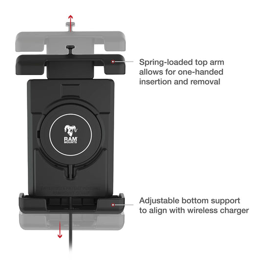 Ram Mount RAM Quick-Grip Pro XL w/Ball  Qi2 15W Wireless Charger [RAM-HOL-PD7B-W2MU]