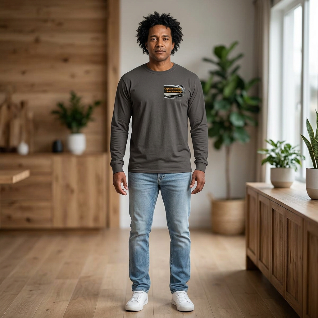Boat Service Long Sleeve Tee — 'Boat Service Nashville, TN' Sunset Back Graphic