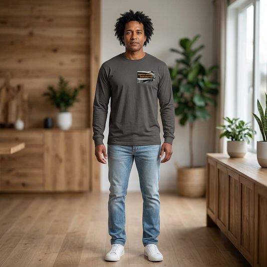 Boat Service Long Sleeve Tee — 'Boat Service Nashville, TN' Sunset Back Graphic