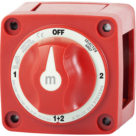 Blue Sea 6007 m-Series (Mini) Selector de interruptor de batería de cuatro posiciones, Rojo [6007]