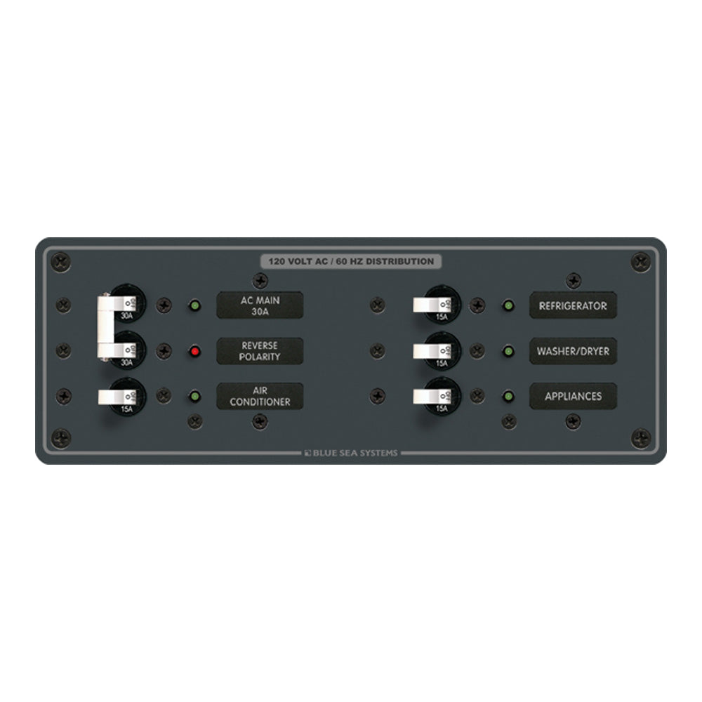 Blue Sea 8099 AC Panel de disyuntor de palanca principal +4 posiciones (interruptores blancos) [8099]