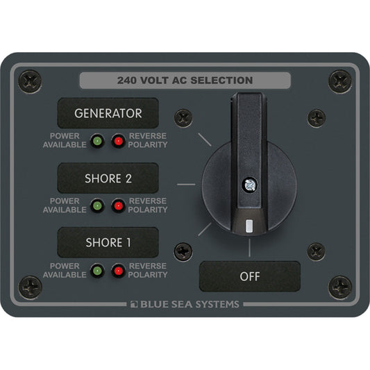 Panel de interruptor giratorio de CA Blue Sea 8361, 65 amperios, 3 posiciones + apagado, 3 polos [8361]