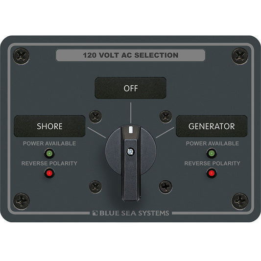 Panel de interruptor giratorio de CA Blue Sea 8367, 30 amperios, 2 posiciones + apagado, 2 polos [8367]