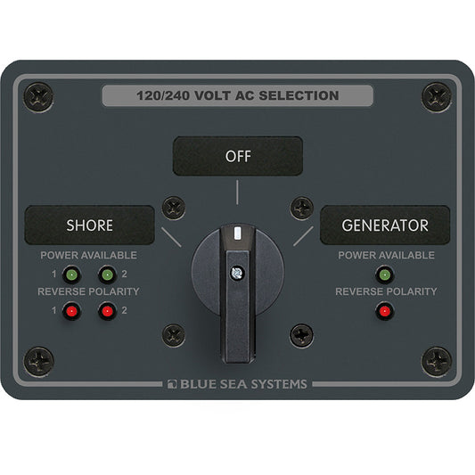 Panel de interruptor giratorio de CA Blue Sea 8386, 30 amperios, 2 posiciones + apagado, 4 polos [8386]