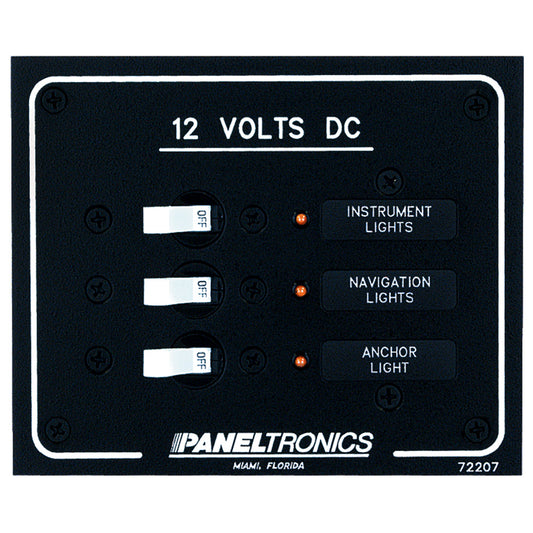 Panel de disyuntores de CC estándar de 3 posiciones Paneltronics con LED [9972207B]