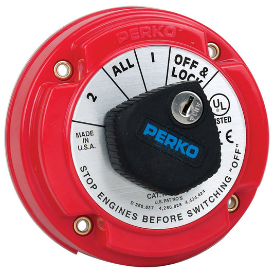 Perko 8504DP Interruptor selector de batería de servicio mediano con desconexión de campo del alternador y bloqueo de llave [8504DP]