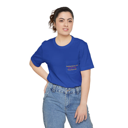 Hawkeye Marine Pocket T‑Shirt — Vintage Outboard Boat Graphic