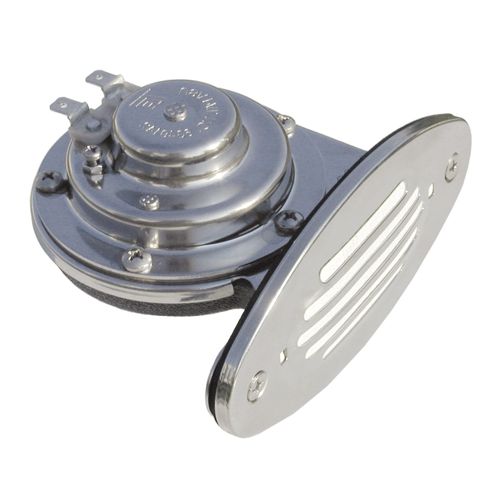 Schmitt Marine Mini bocina de acero inoxidable con parrilla de acero inoxidable - Paso bajo de 12 V [10050]