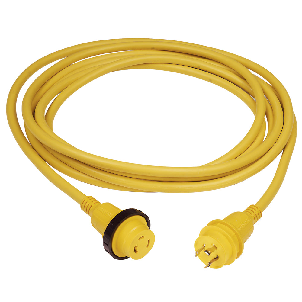 Cable Marinco PowerCord PLUS de 30 amperios con LED de encendido - Amarillo 50 pies [199119]