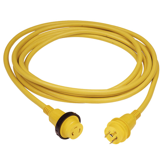 Cable Marinco PowerCord PLUS de 30 amperios con LED de encendido - Amarillo 50 pies [199119]