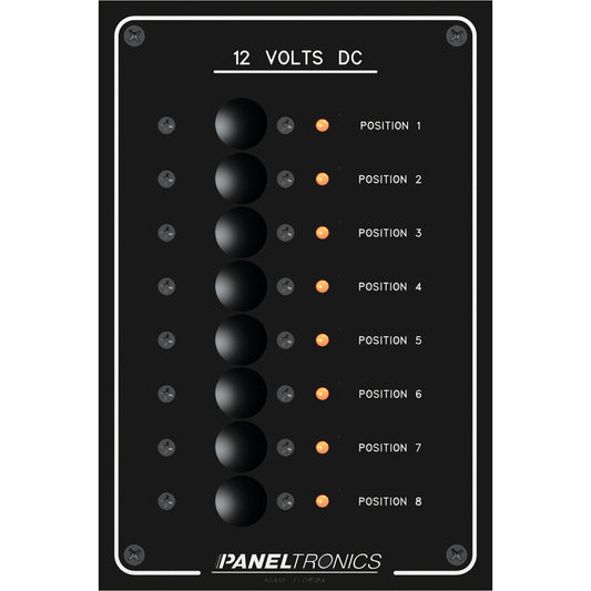 Panel estándar Paneltronics - Disyuntor CC de 8 posiciones con LED [9972208B]