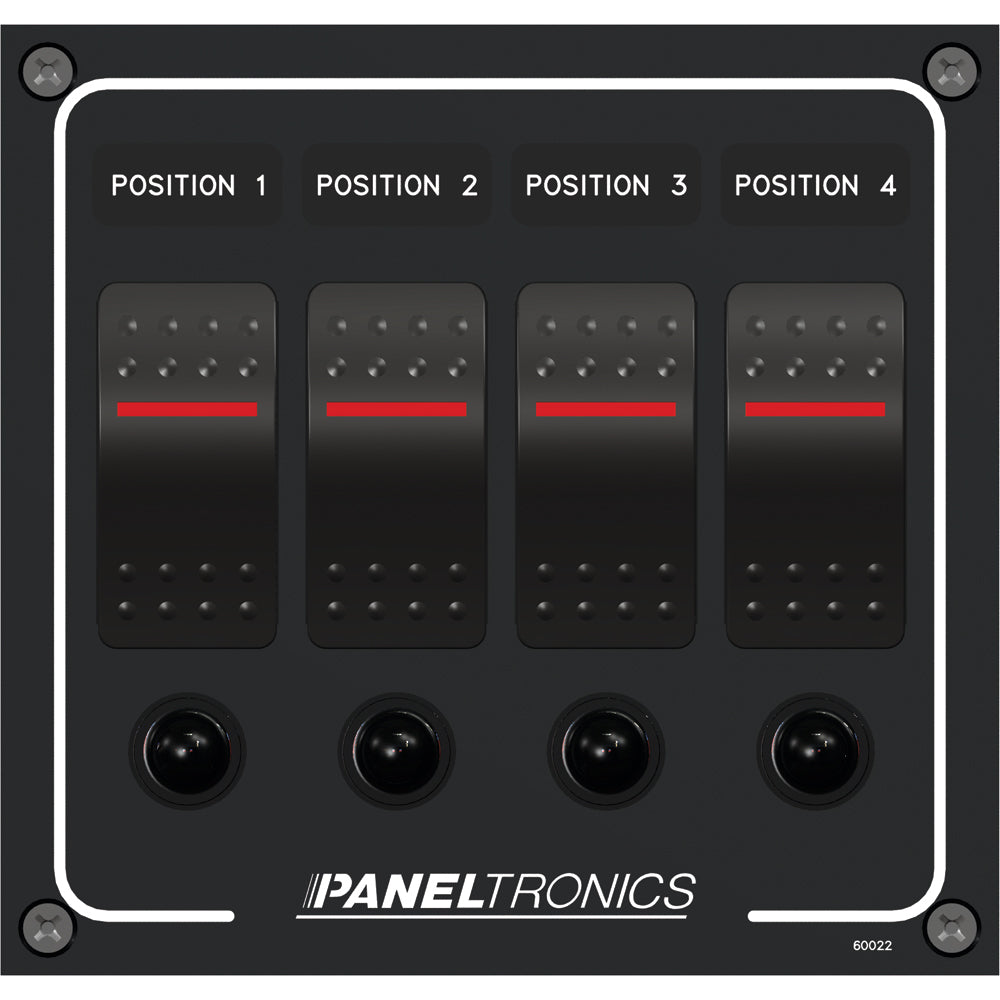 Panel impermeable Paneltronics - Disyuntor y interruptor basculante iluminado de CC de 4 posiciones [9960022B]