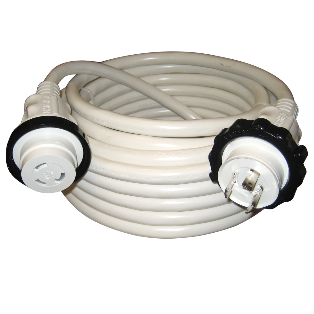 Cable estándar moldeado Marinco 30A 125V - Blanco - 50' [199120]