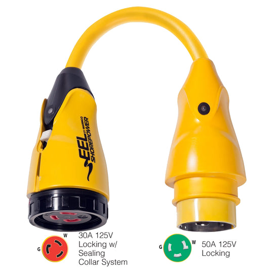 Marinco P503-30 EEL 30A-125V Hembra a 50A-125V Macho Adaptador Pigtail - Amarillo [P503-30]