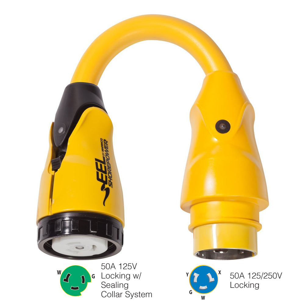 Marinco P504-503 EEL 50A-125V Hembra a 50A-125/250V Adaptador Pigtail Macho - Amarillo [P504-503]