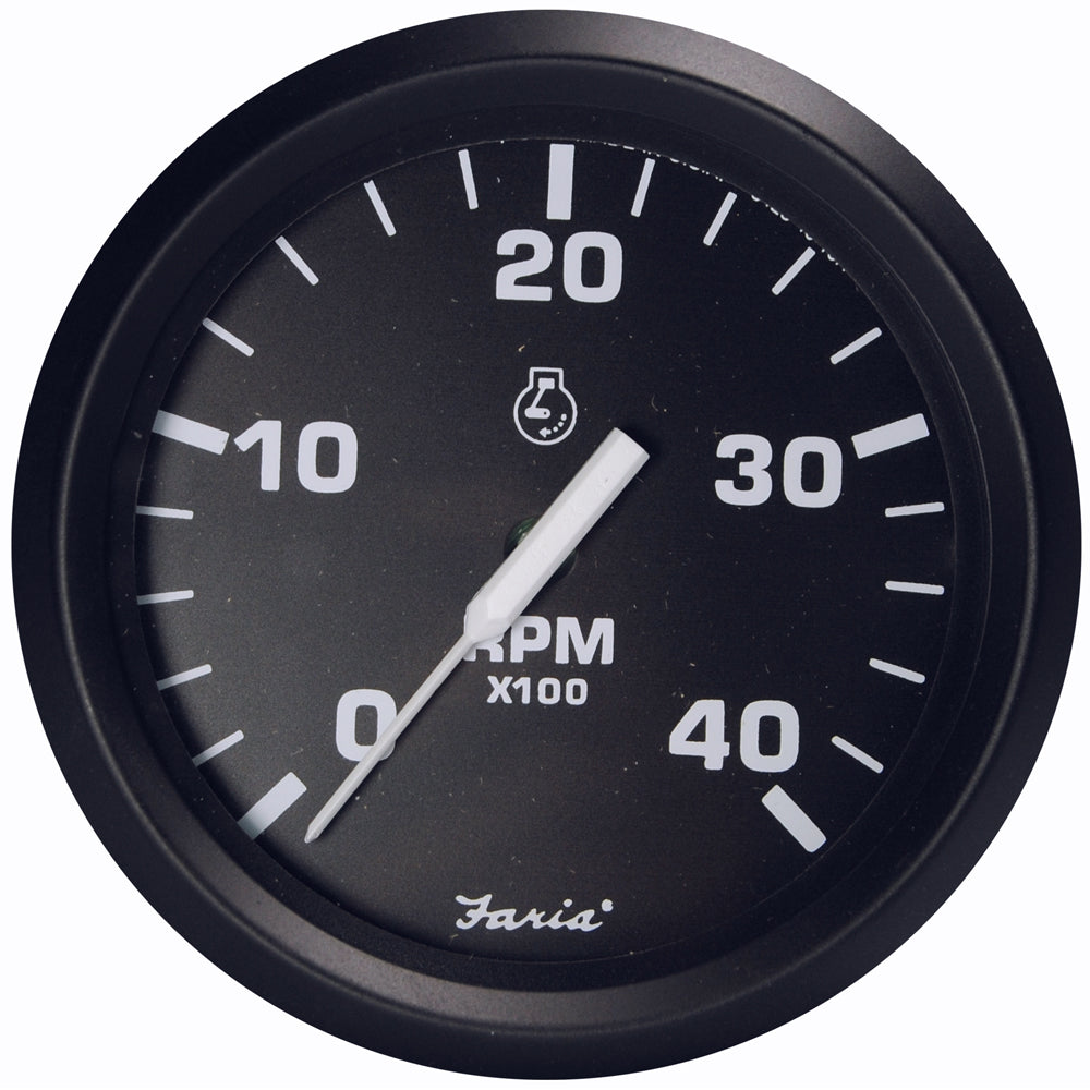 Tacómetro Faria Euro Negro de 4" - 4000 RPM (Diesel - Recogida magnética) [32803]