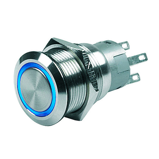 Interruptor de botón pulsador BEP - Encendido/apagado con enclavamiento de 24 V - LED azul [80-511-0007-01]