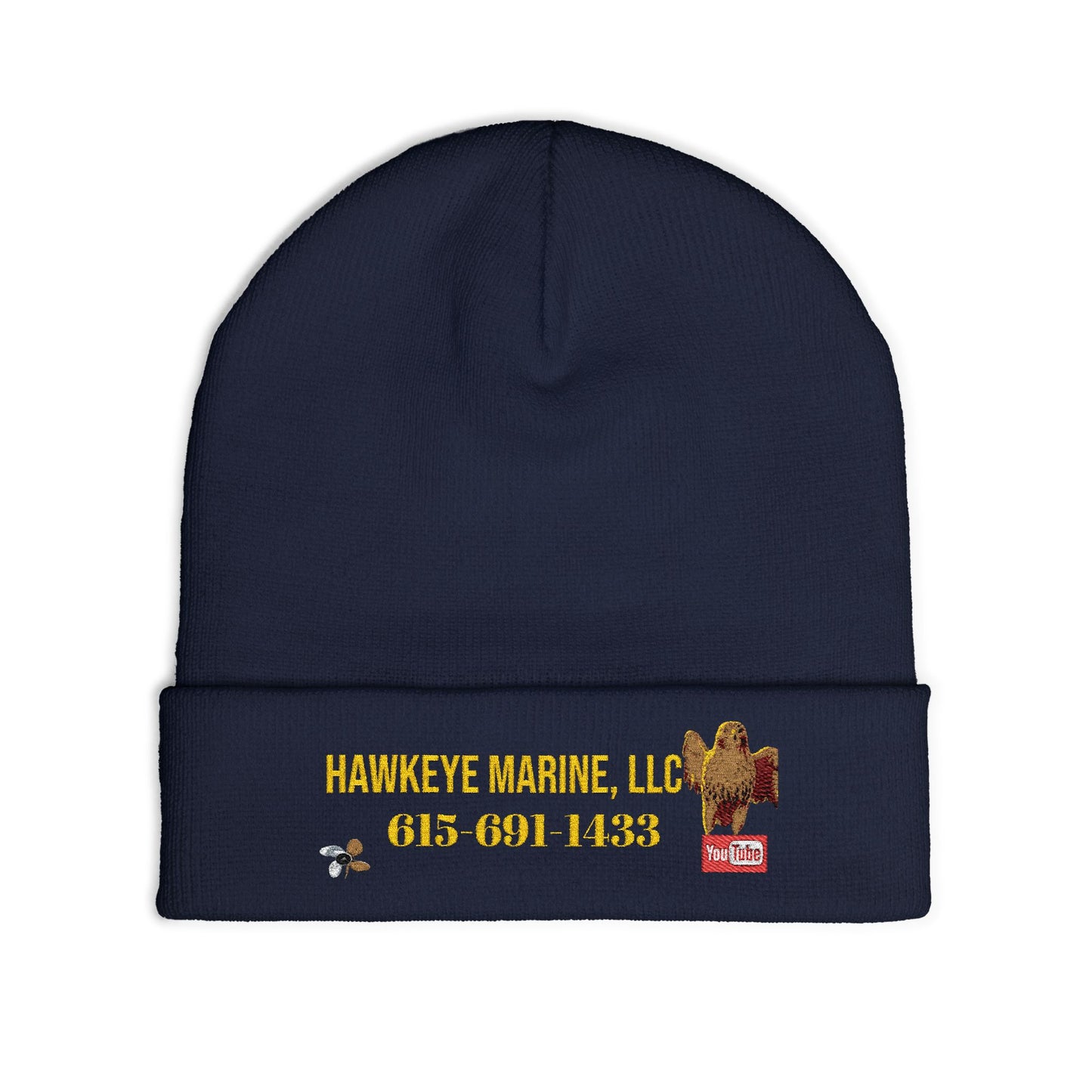Embroidered Knit Beanie — Hawkeye Marine LLC Logo & Phone Number