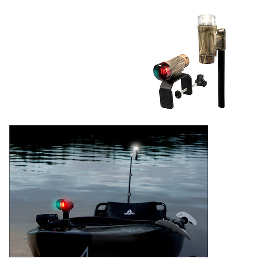 Attwood PaddleSport Kit de luces de navegación portátil - Abrazadera en C, almohadilla adhesiva o atornillable - RealTree Max-4 Camo [14195-7]