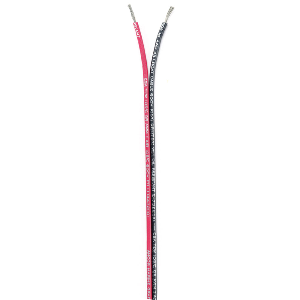 Cable unido mediante cinta Ancor - 16/2 AWG - Rojo/Negro - Plano - 100' [153110]