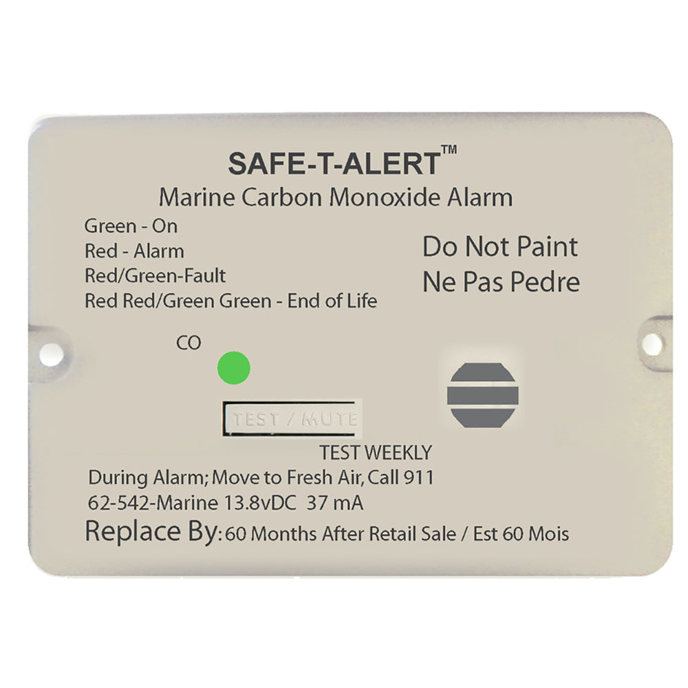 Alarma de monóxido de carbono Safe-T-Alert serie 62 - 12 V - 62-542-Marine - Montaje empotrado - Blanco [62-542-MARINE]