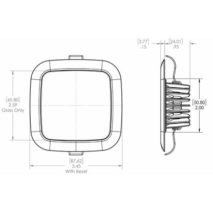 Lumitec Square Mirage Down Light - White Dimming, Red/Blue Non-Dimming - Polished Bezel [116118]