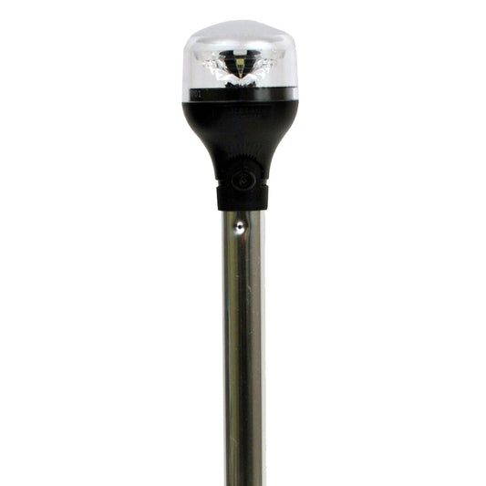 Luz integral enchufable Attwood LightArmor - Poste de aluminio de 20" - Base compuesta horizontal negra con adaptador [5550-PA20-7]