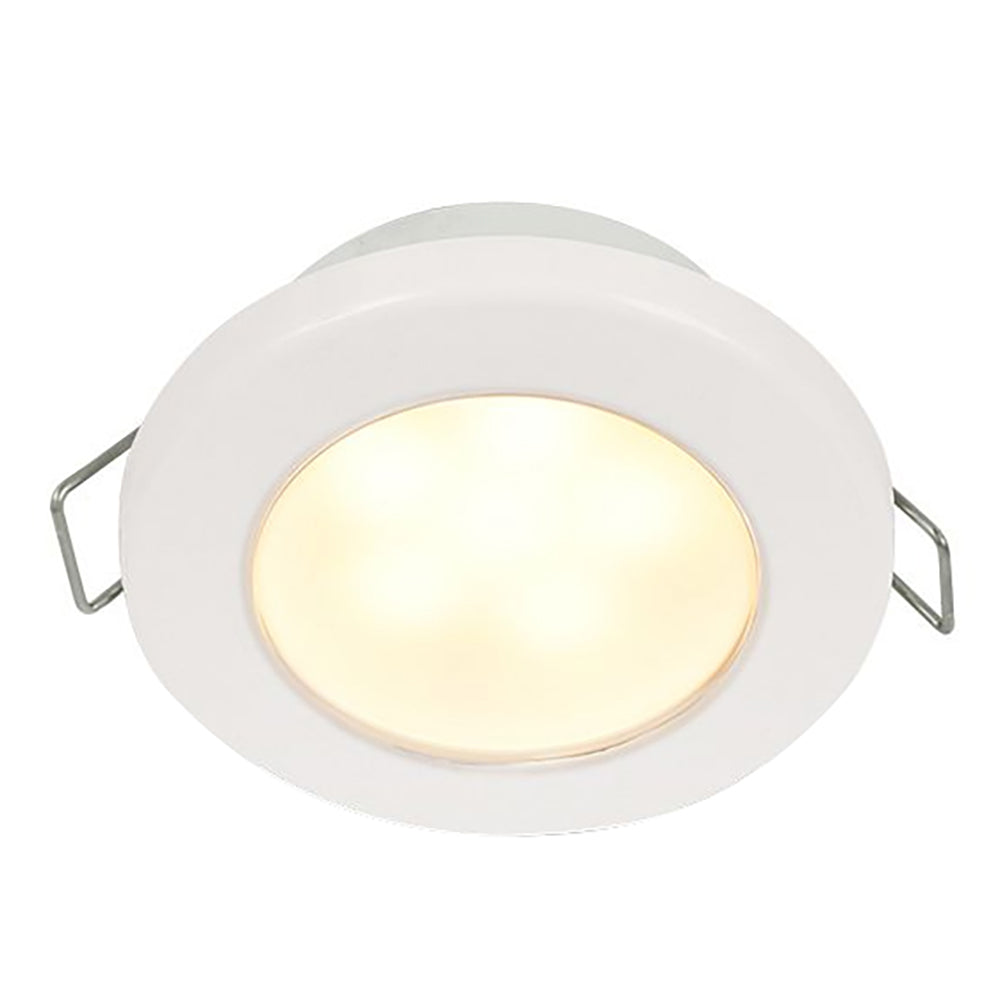 Hella Marine EuroLED 75 Luz empotrable redonda con resorte de 3" - LED blanco cálido - Borde de plástico blanco - 12V [958109511]