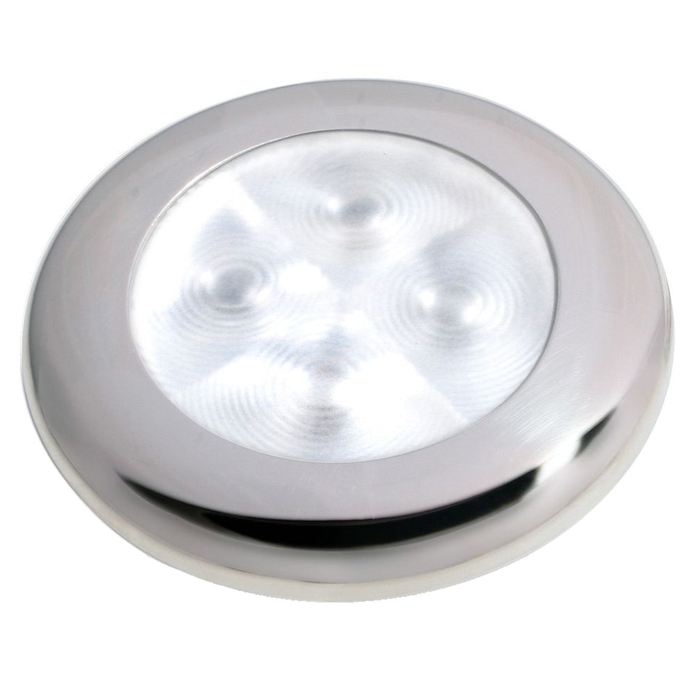 Lámpara de cortesía redonda LED Hella Marine Slim Line 'Brillo mejorado' - LED blanco - Bisel de acero inoxidable - 12 V [980500521]