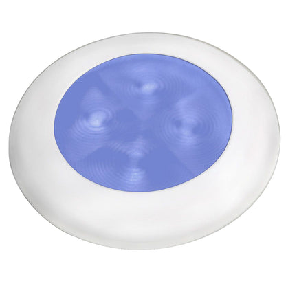 Lámpara de cortesía redonda LED Hella Marine Slim Line con brillo mejorado - LED azul - Bisel de plástico blanco - 12 V [980502241]