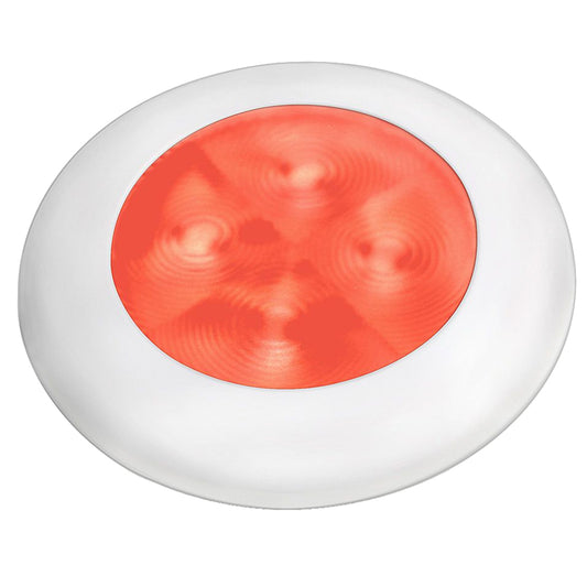 Lámpara de cortesía redonda LED Hella Marine Slim Line 'Brillo mejorado' - LED rojo - Bisel de plástico blanco - 12 V [980507241]