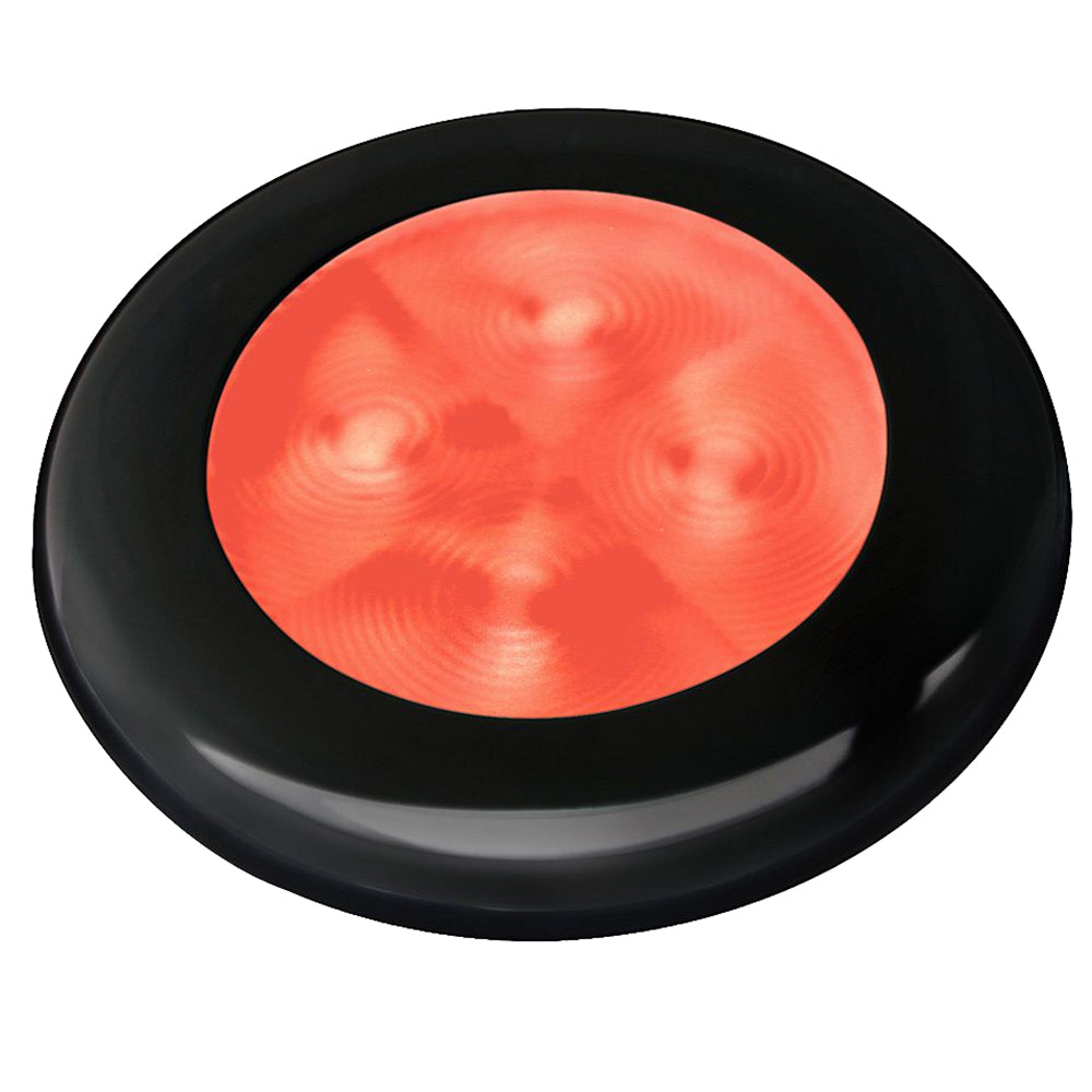 Lámpara de cortesía redonda LED Hella Marine Slim Line con brillo mejorado - LED rojo - Bisel de plástico negro - 12 V [980507251]