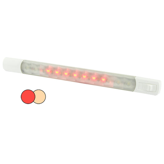 Tira de luz de superficie marina Hella con interruptor - LED blanco cálido/rojo - 12 V [958121101]